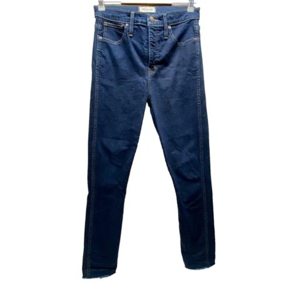 Madewell Skinny Jeans Women's 28 TL Blue Dark Wash Hi Rise Stretch Denim Raw Hem